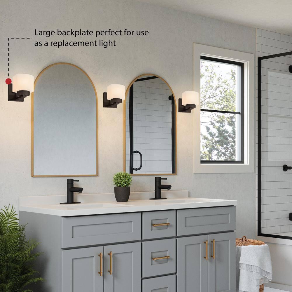 Design House Dove Creek Dimmable Wall Light Sconce with Frosted Glass, Matte Black
