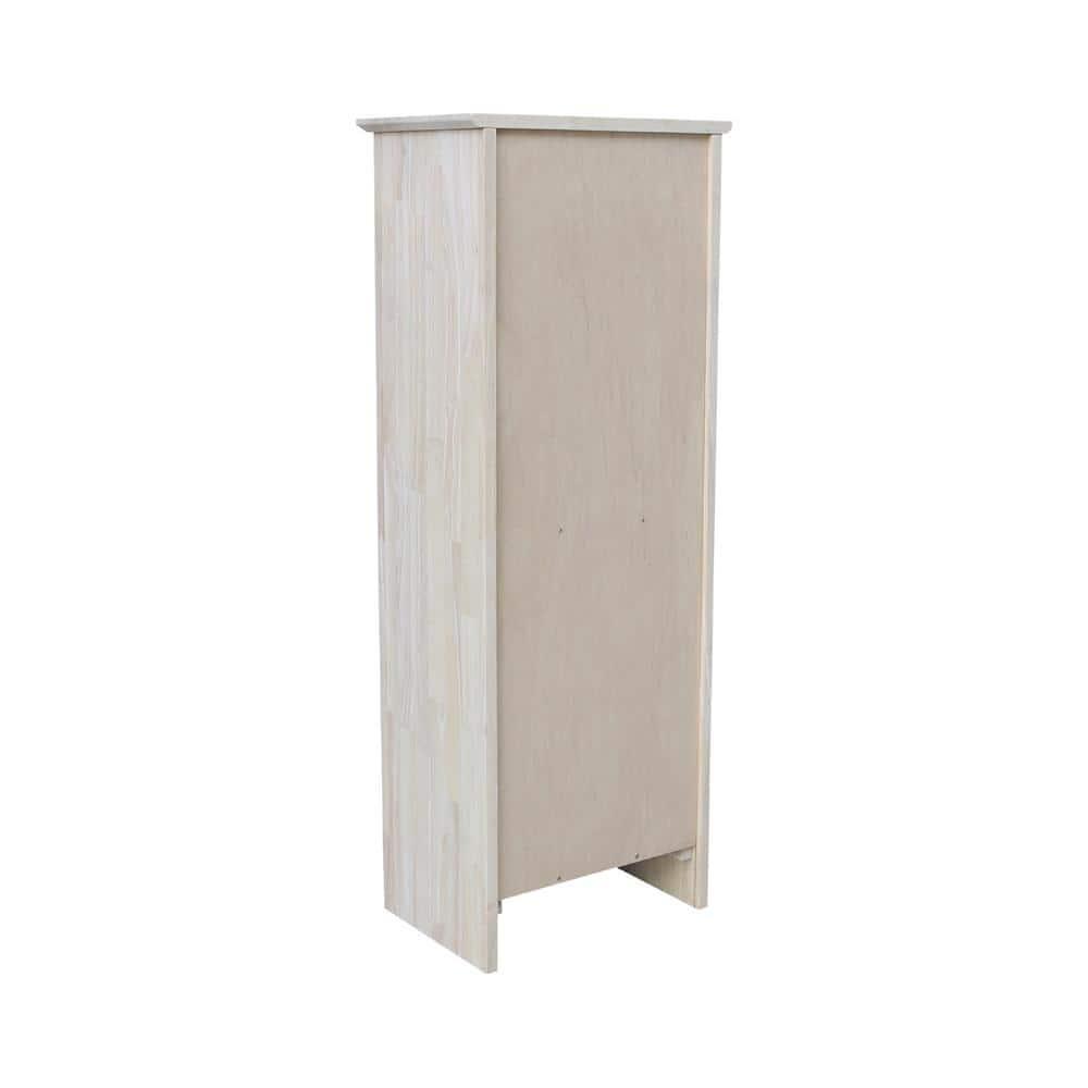 48" Shaker Bookcase Unfinished Brown - International Concepts: Solid Parawood, 3-Tier Storage