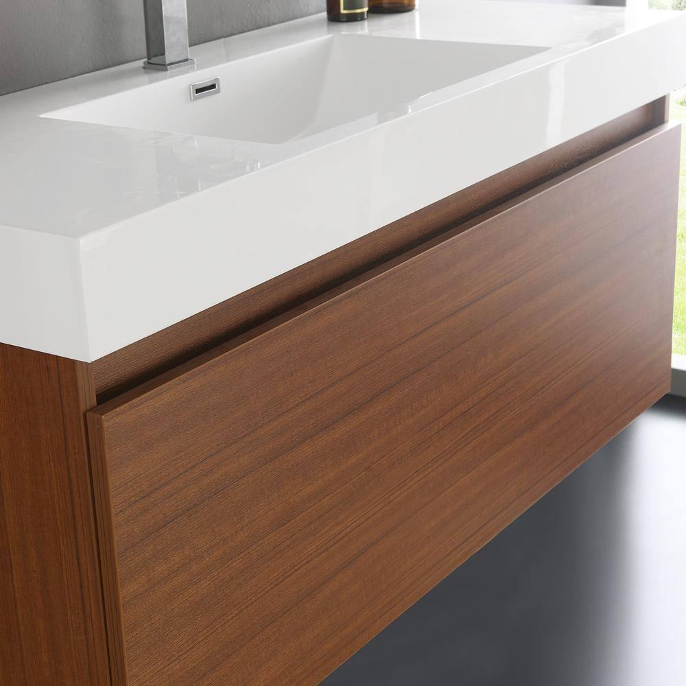 Mezzo 48" Wall Mount Single Sink Modern Bathroom Vanity with Medicine Cabinet - Faucet Not Included