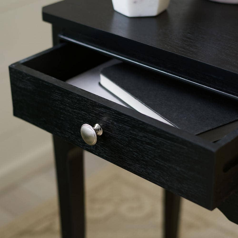 SAFAVIEH Opal French Black Rectangle Wood Storage End Table (17 in. W x 13 in. D x 23.5 in. H)