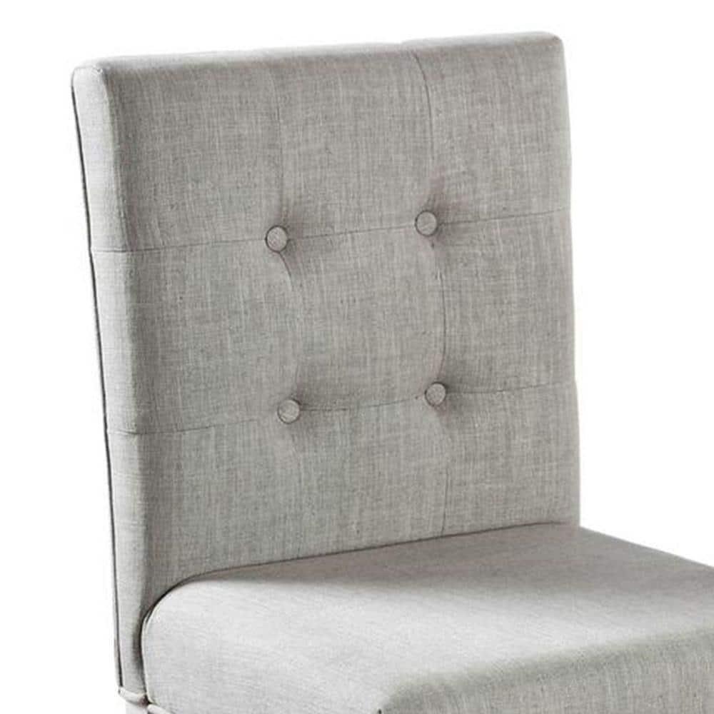 Fabric Upholstered Solid Wood Counter Height Chair, White and Gray, Pack of Two