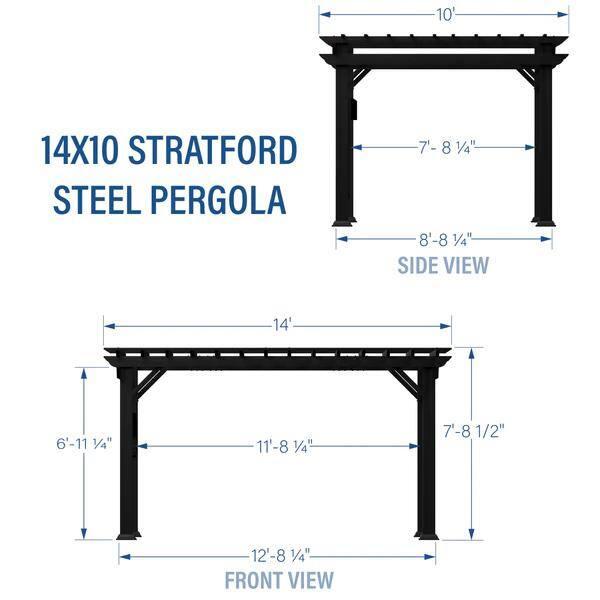 Backyard Discovery Stratford 14x10' Galvanized Steel Pergola, Shade Sail Canopy, PowerPort