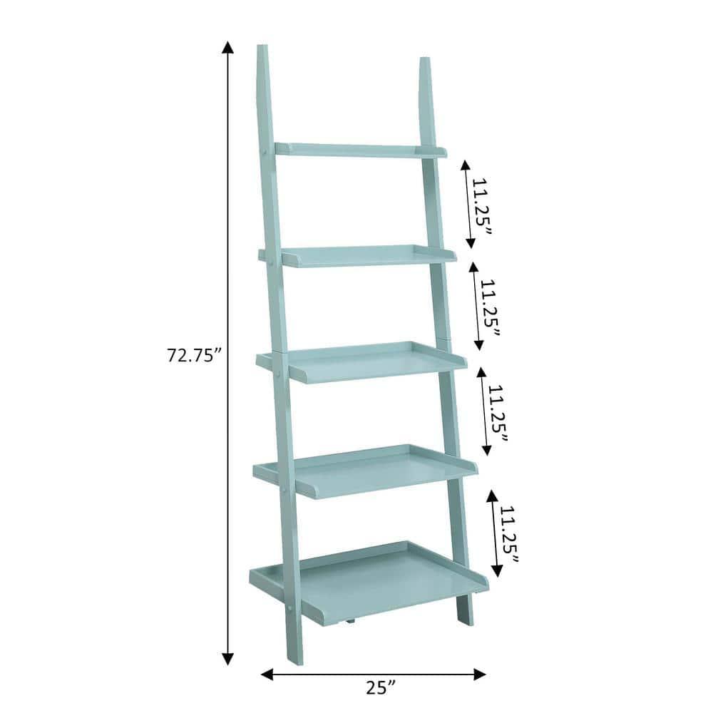 Convenience Concepts American Heritage 5-Shelf Ladder Bookcase, Sea Foam