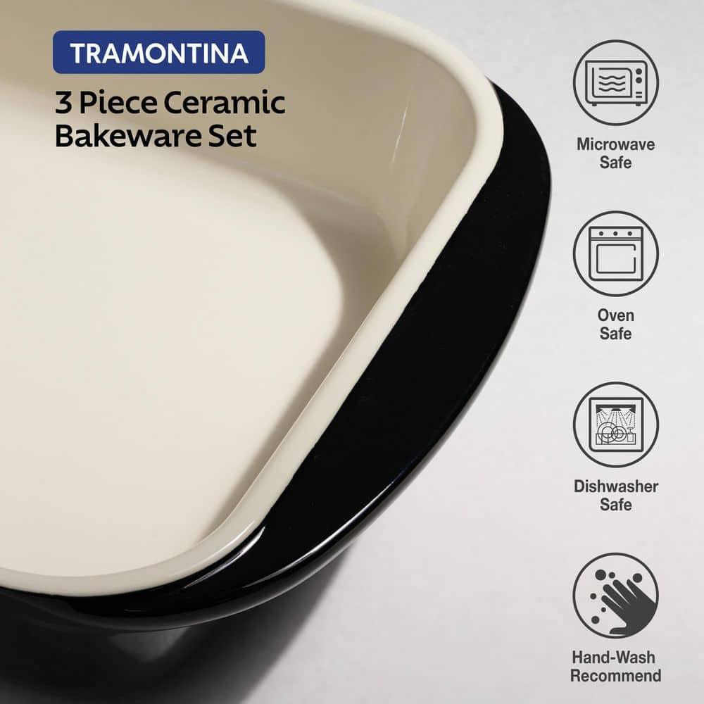 Tramontina Tramontina Mae 3-piece Ceramic Porcelain Baking Pans Set, Non Stick Casserole Dishes For Oven, Rectangular Bakeware For Lasagna, Cakes And Loafs