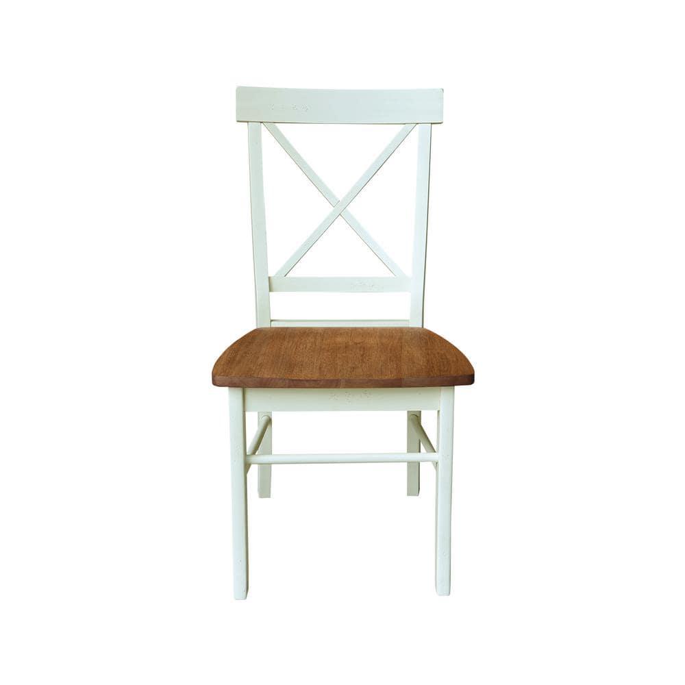 International Concepts Set of Two X-Back Dining Chairs, Hickory/Shell