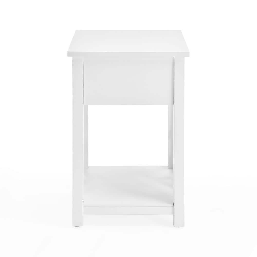 Alaterre Coventry Wood End Table with Drawer and Shelf, White