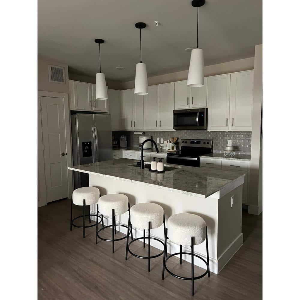 Upholstered Counter Stool with Metal Frame