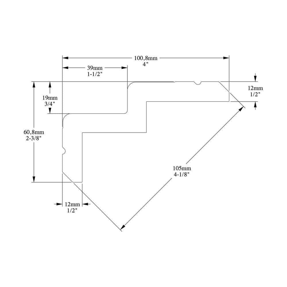 3-7/8 in x 2-3/8 in x 78-3/4 in Primed White Plain Polyurethane Crown Moulding