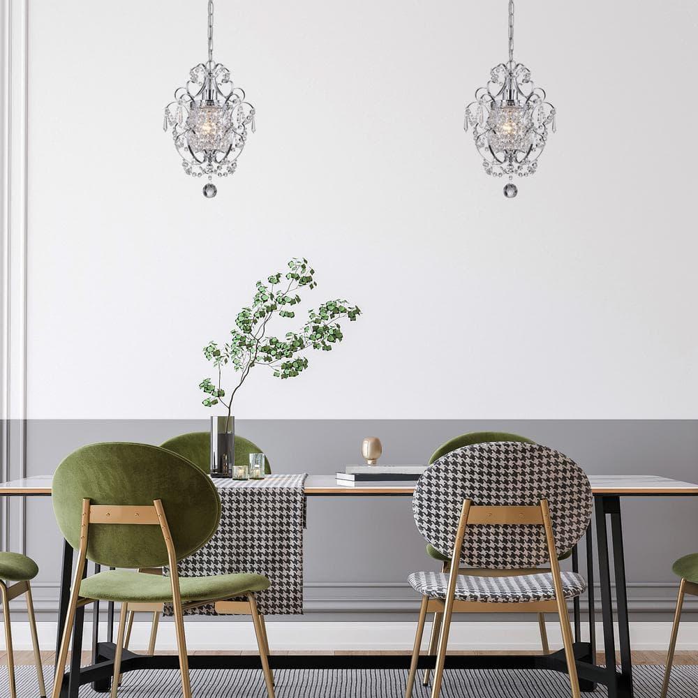 Edvivi Lighting Chrome Finish 1-Light Glam Mini Pendant with Crystal