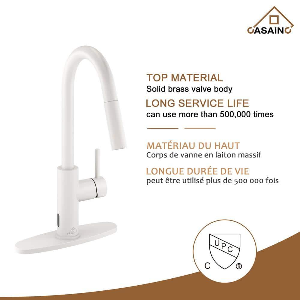 Willow Single-Handle Pull Down Sprayer Kitchen Faucet with Infrared Sensor, Soap Dispenser and Deck Plate
