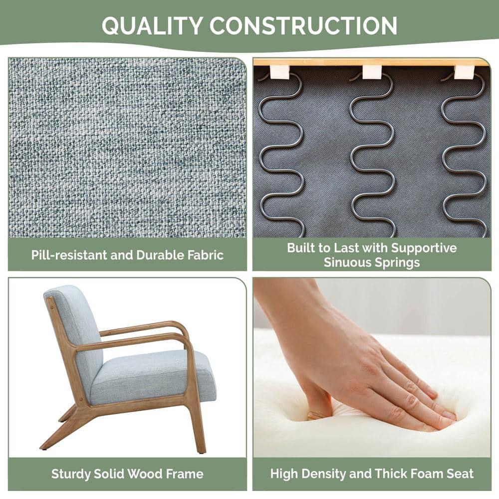 Ink+Ivy Novak Lounge Chair Light Blue: Upholstered Polyester, Rubberwood Frame, 300lb Capacity