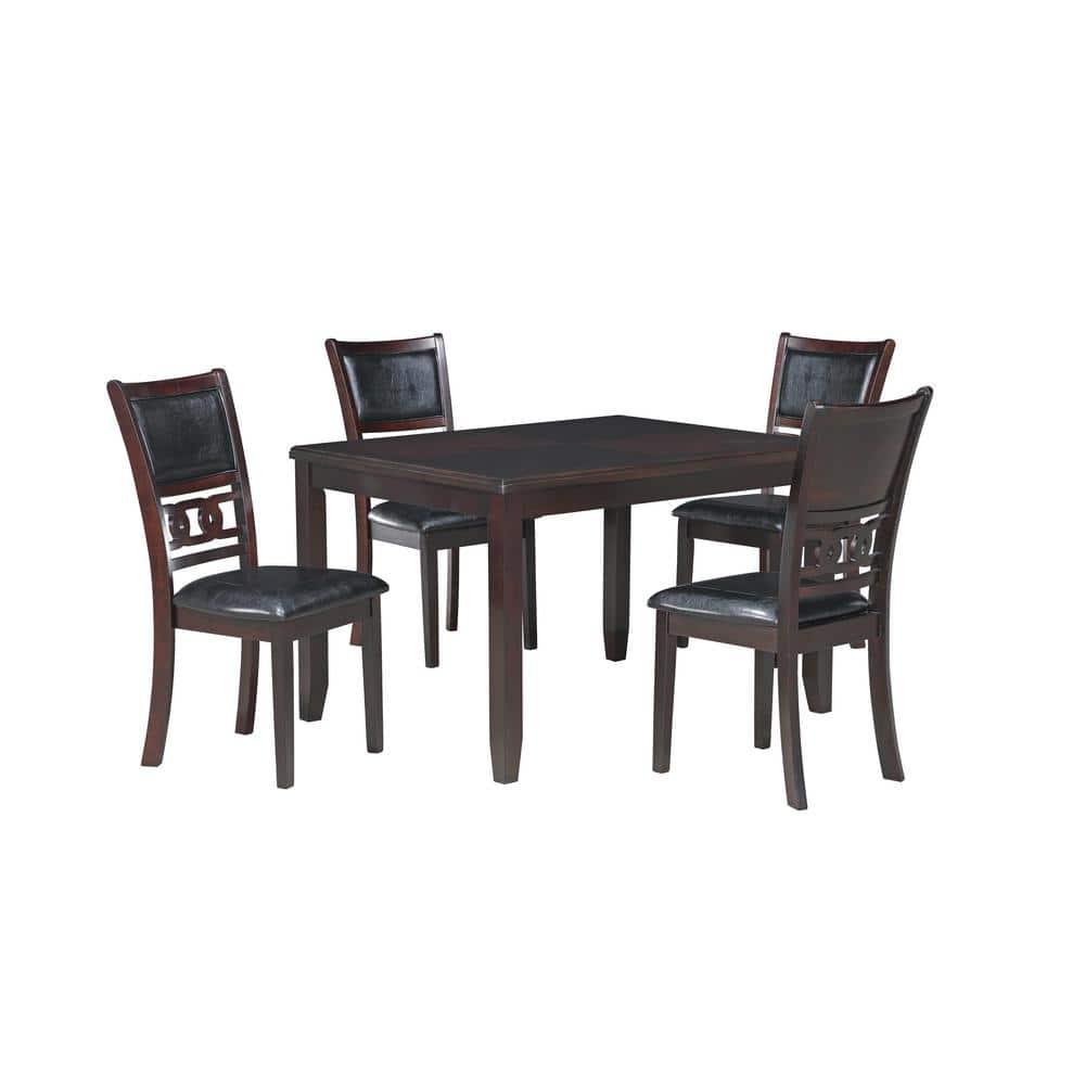 New Classic Furniture Gia Dining Collection with Table & 4 Chairs, Ebony
