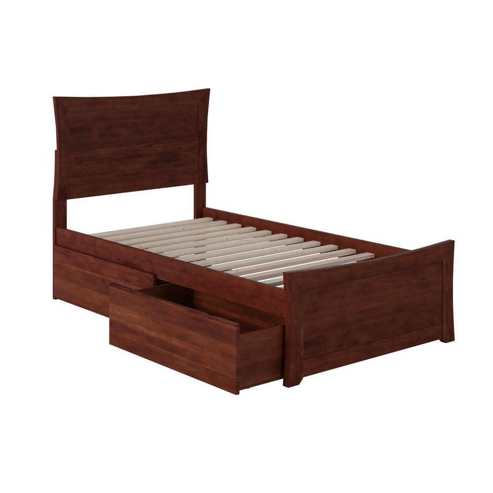 AR9012114 Metro Platform Bed with 2 Urban Bed Drawers, Twin XL, Walnut