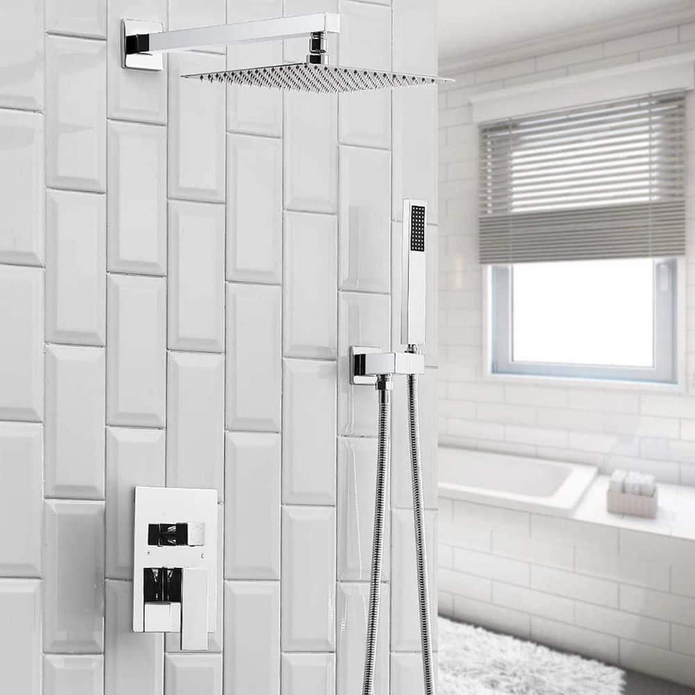 3-Spray Patterns With 2.5 GPM 12 in. Showerhead Wall Mounted Dual Shower Heads with Valve