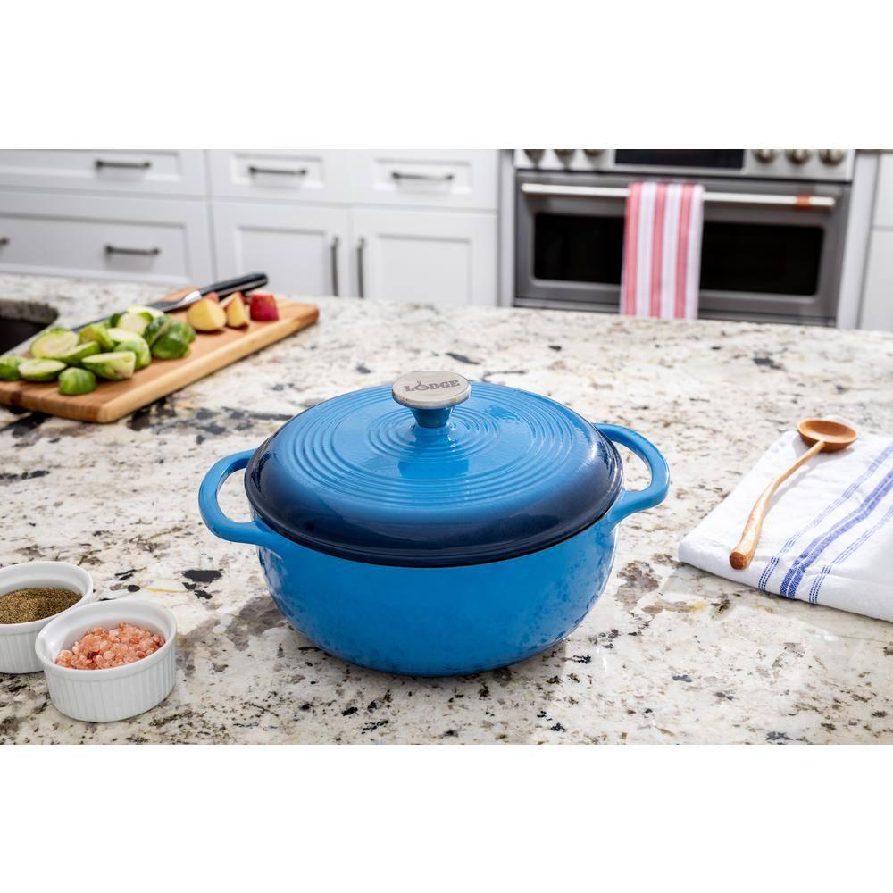 Lodge Cast Iron 4.5 Quart Enameled Dutch Oven, Blue
