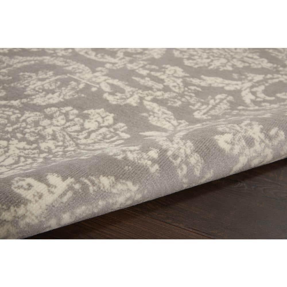 Nourison Jubilant 5'3" x 7'3" (5' x 7') Grey Area Rug Farmhouse Vintage Damask by Nourison