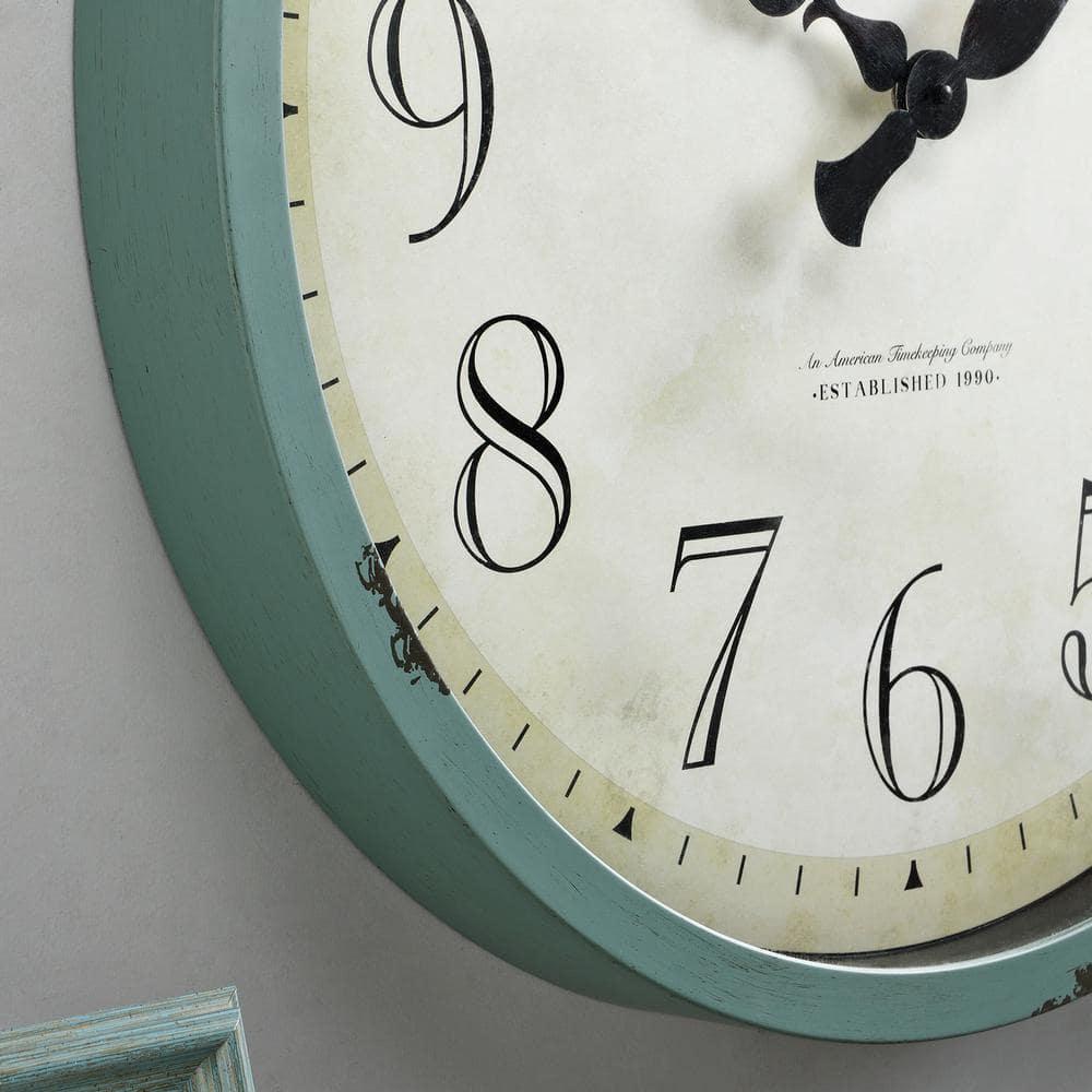 FirsTime & Co. Teal Bellamy Wall Clock, Farmhouse, Analog, 24 x 2 x 24 in