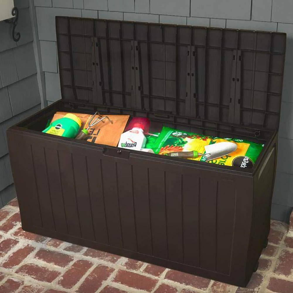 NATIONAL WINDOW 71 Gallon Resin Outdoor Storage Box For Patio Storage Mats, Throw Pillows, Garden Tools And Pool Floats