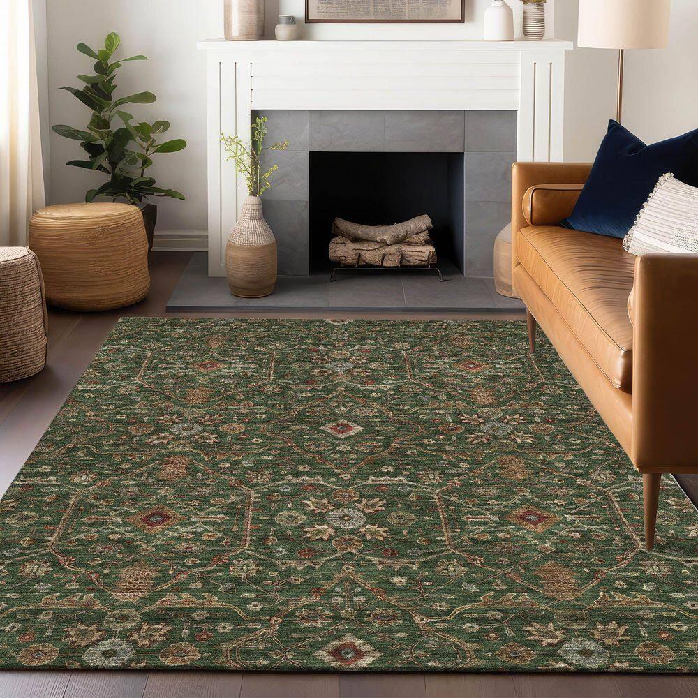 Machine Washable Indoor/Outdoor Chantille ACN1130 Emerald Rug