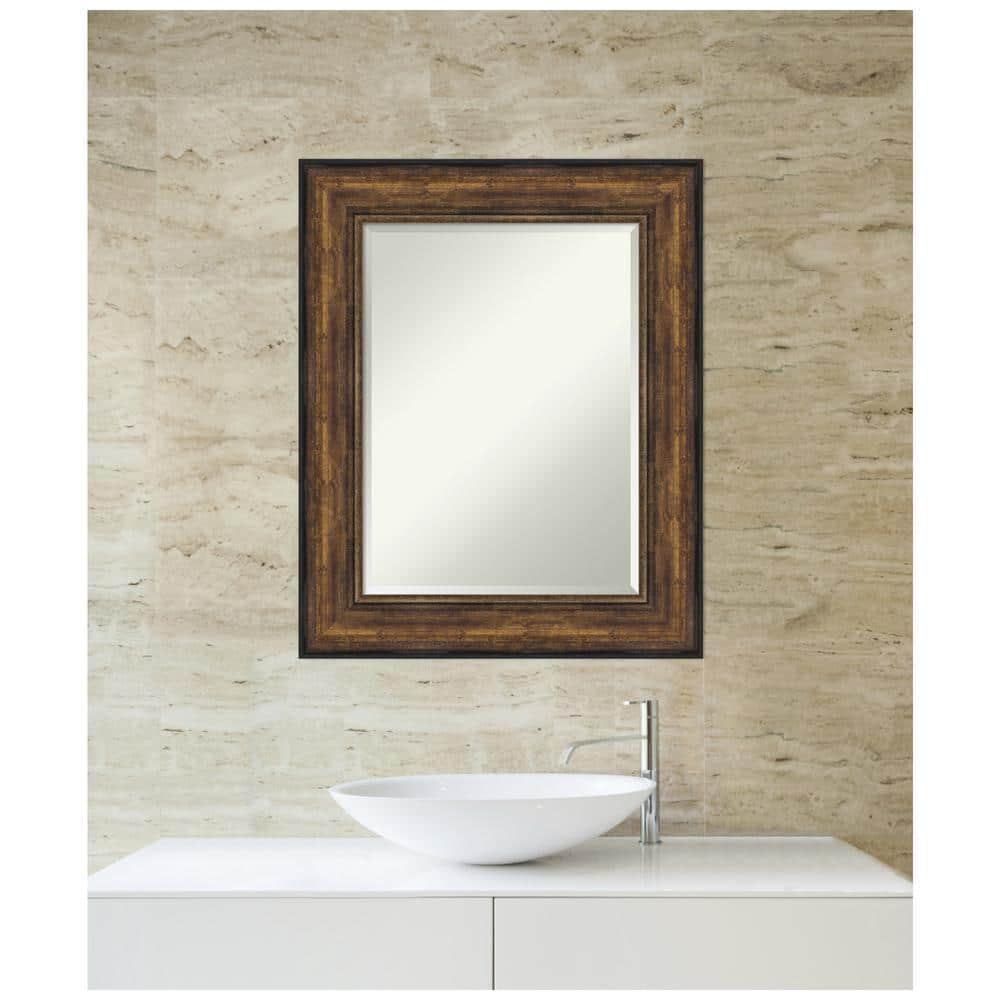 Medium Rectangle Bronze Bronze/Copper Metallic Beveled Glass Modern Mirror (31.5 in. H x 25.5 in. W)
