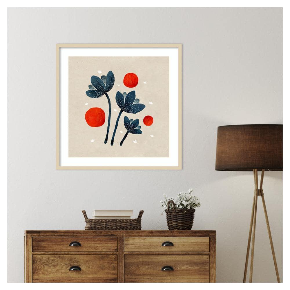 Amanti Art 33"x33" Blue Flowers II by Katie Oshea Wood Framed Wall Art Print