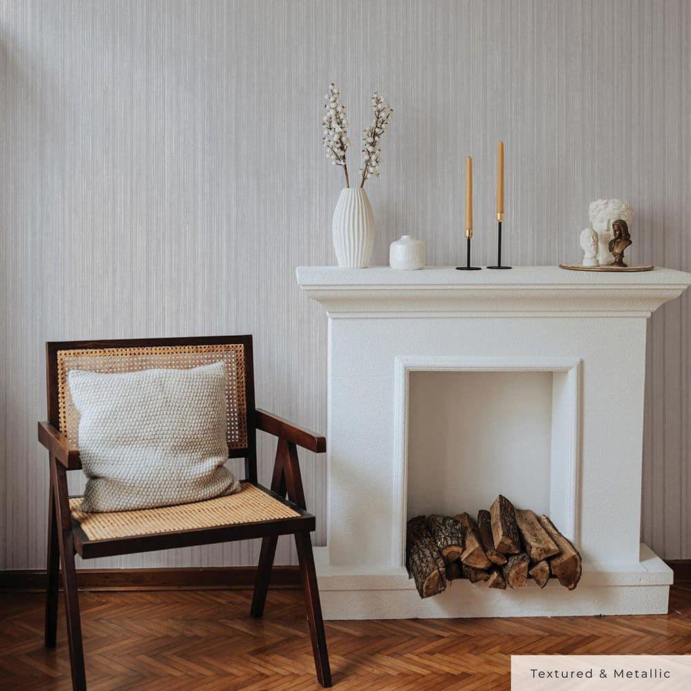 Tempaper & Co.® Faux Grasscloth Removable Peel and Stick Wallpaper, Textured Sterling Silver, 28 sq ft: Vinyl, Self-Adhesive
