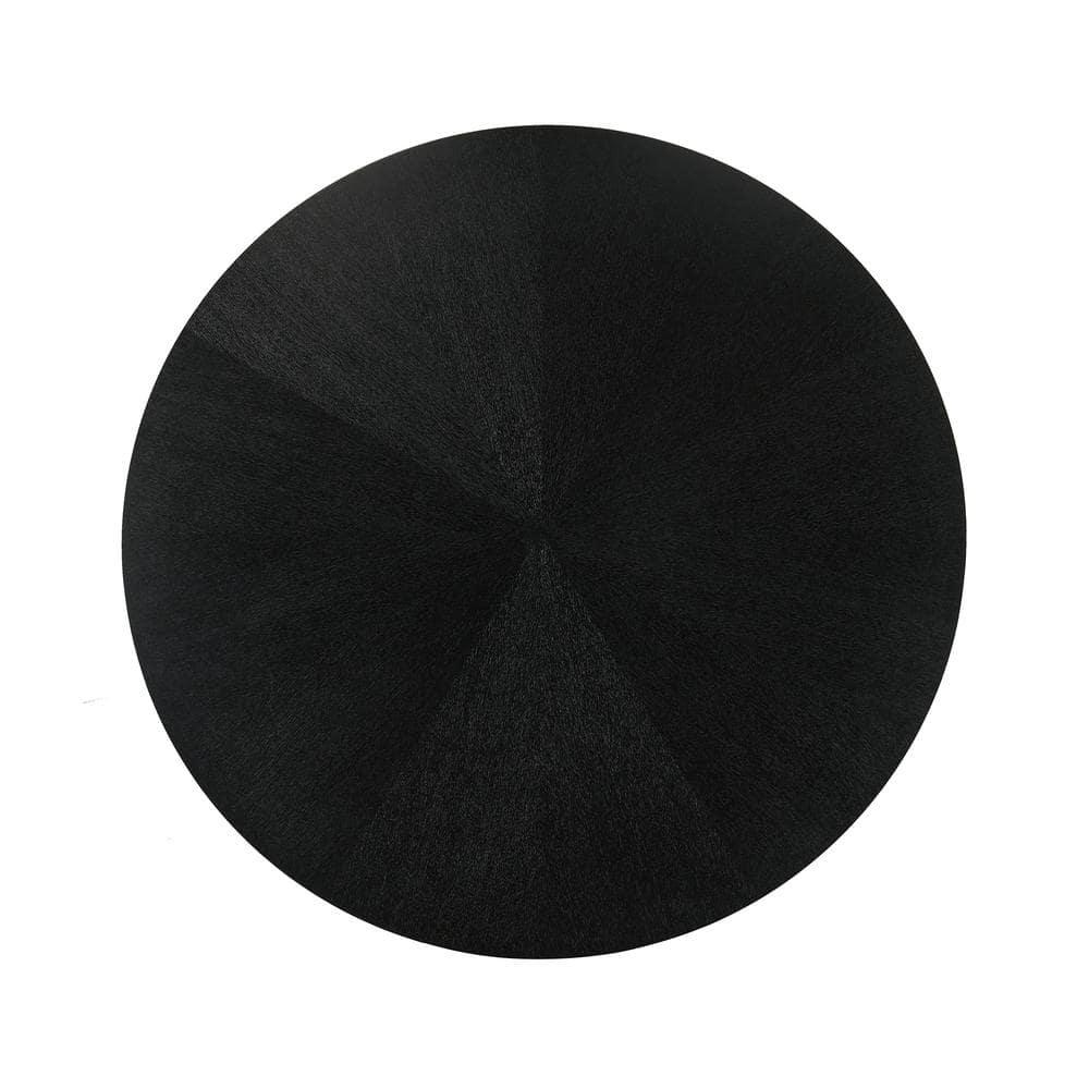 54" Cirque Round Metal Pedestal Dining Table Black Wood - Armen Living