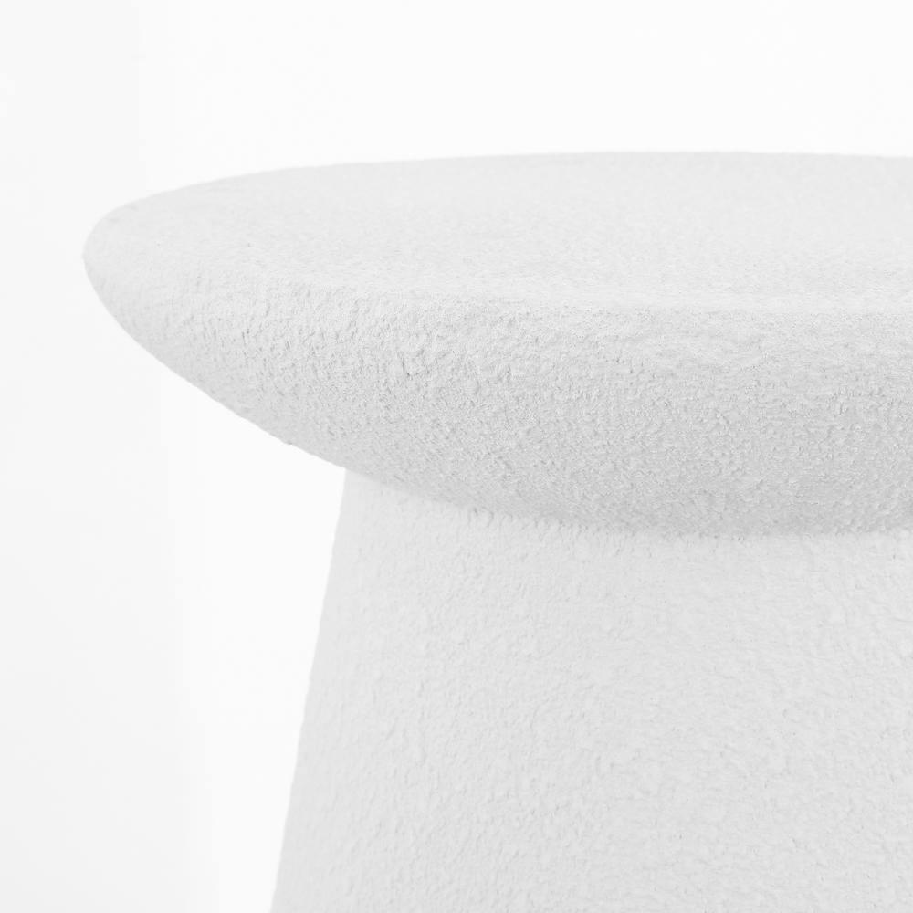 Hollie 18" Minimalist Modern Drum Accent Table Pedestal, White Frosted - JONATHAN Y