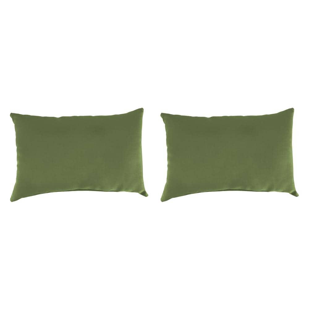 Jordan Manufacturing 18" x 12" Green Solid Outdoor Lumbar Throw Pillow (Set of 2)