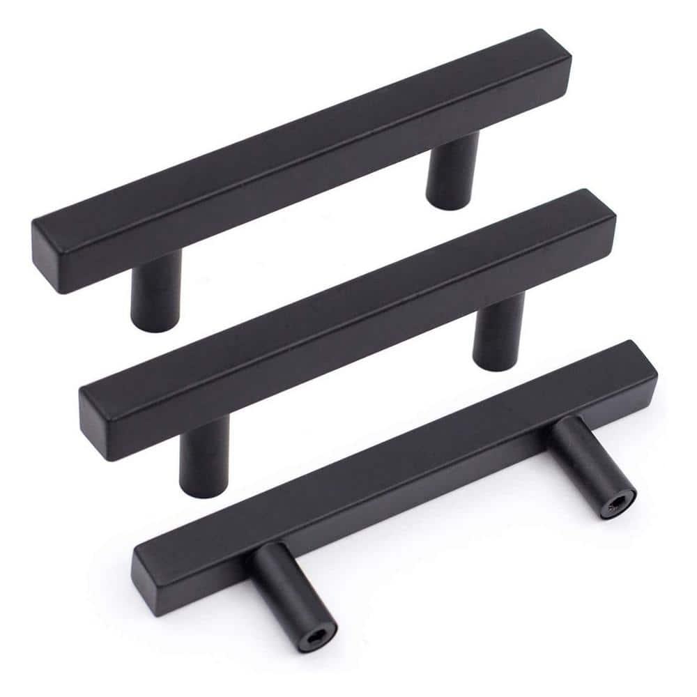 Aretha Series 6-5/16 in. (160 mm) Solid Brushed Brass Hexagon Matte Black Modern Style Cabinet Handle Cupboard Drawer Pull (5-Pack)