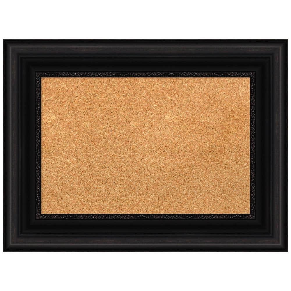 Amanti Art Natural Cork Board Framed Parlor Black Bulletin Board 24 in. x 18 in.