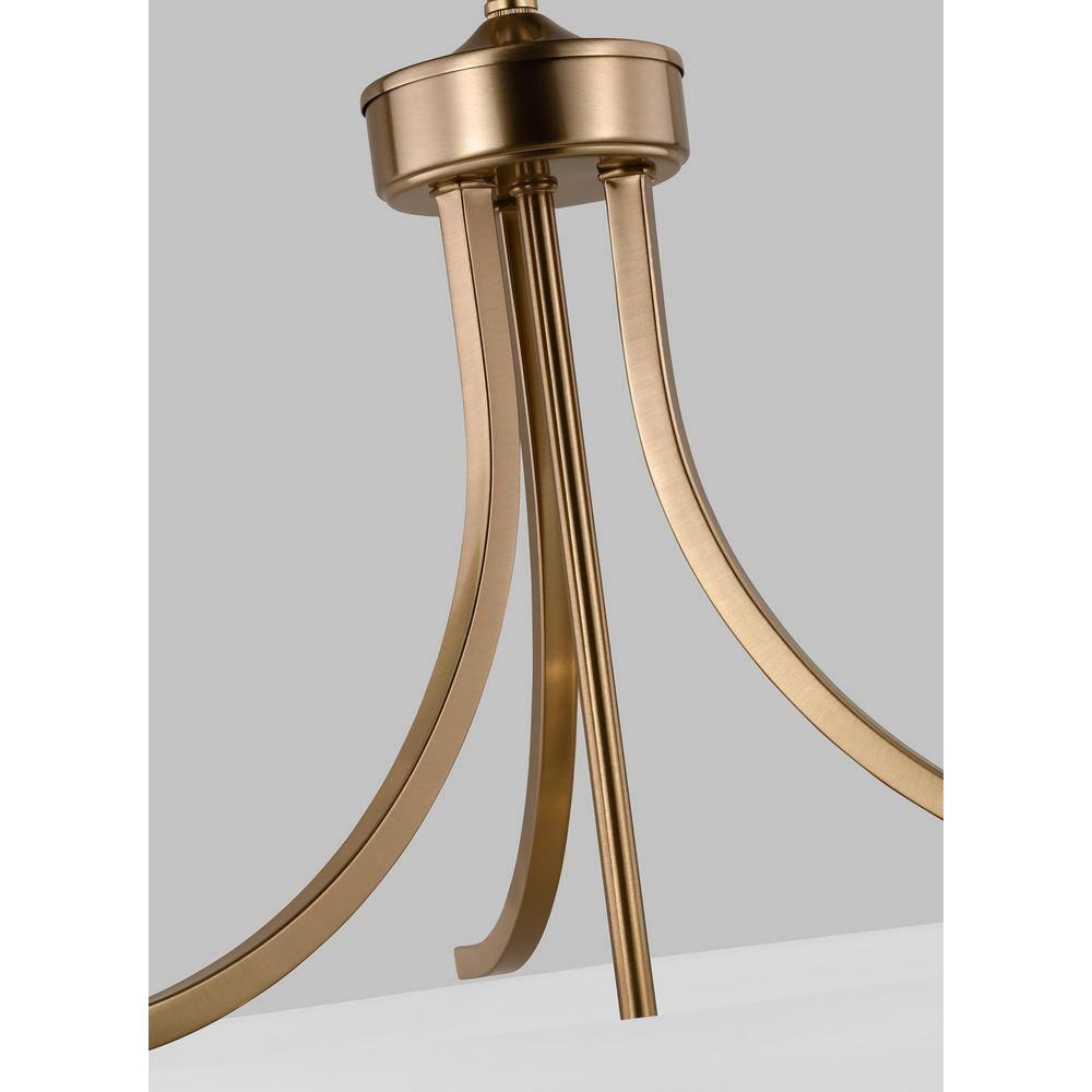 Generation Lighting 3-Light Geary Transitional Pendant Light Fixture Satin Brass 6616503-848, Modern Ceiling Light Fixture for Home Décor, A19 Bulb Candelabra for Foyer or Living Room Décor