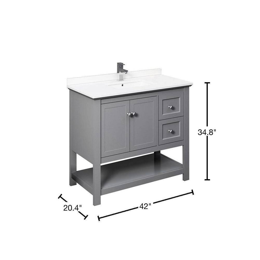 Fresca Manchester 42" Freestanding Single Sink Bathroom Vanity with Integrated Sink (Faucet Not Included)