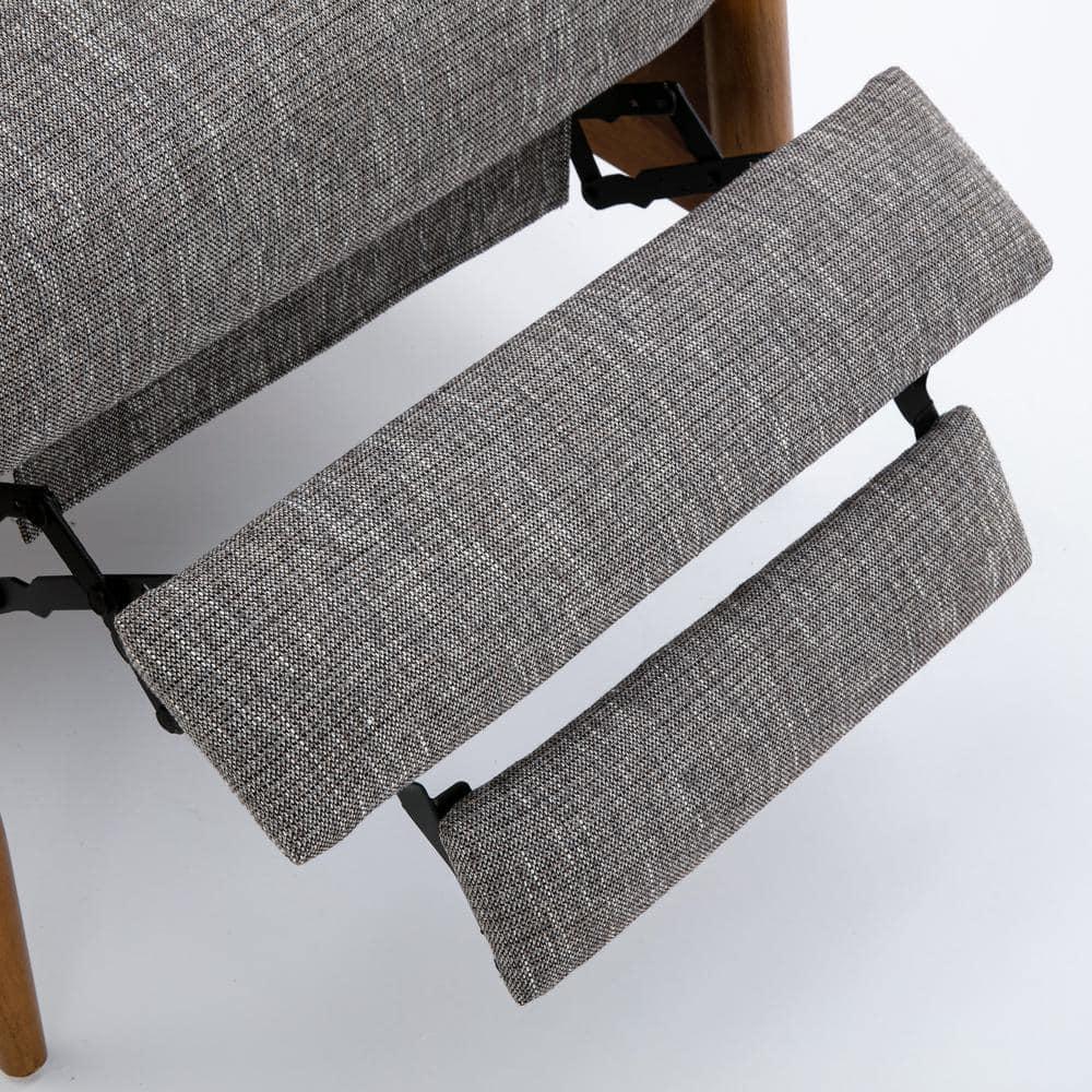 Comfort Pointe Terni Press-Back Recliner Ashen Gray: Stain-Resistant, Chestnut Wood Legs, Foam Fill
