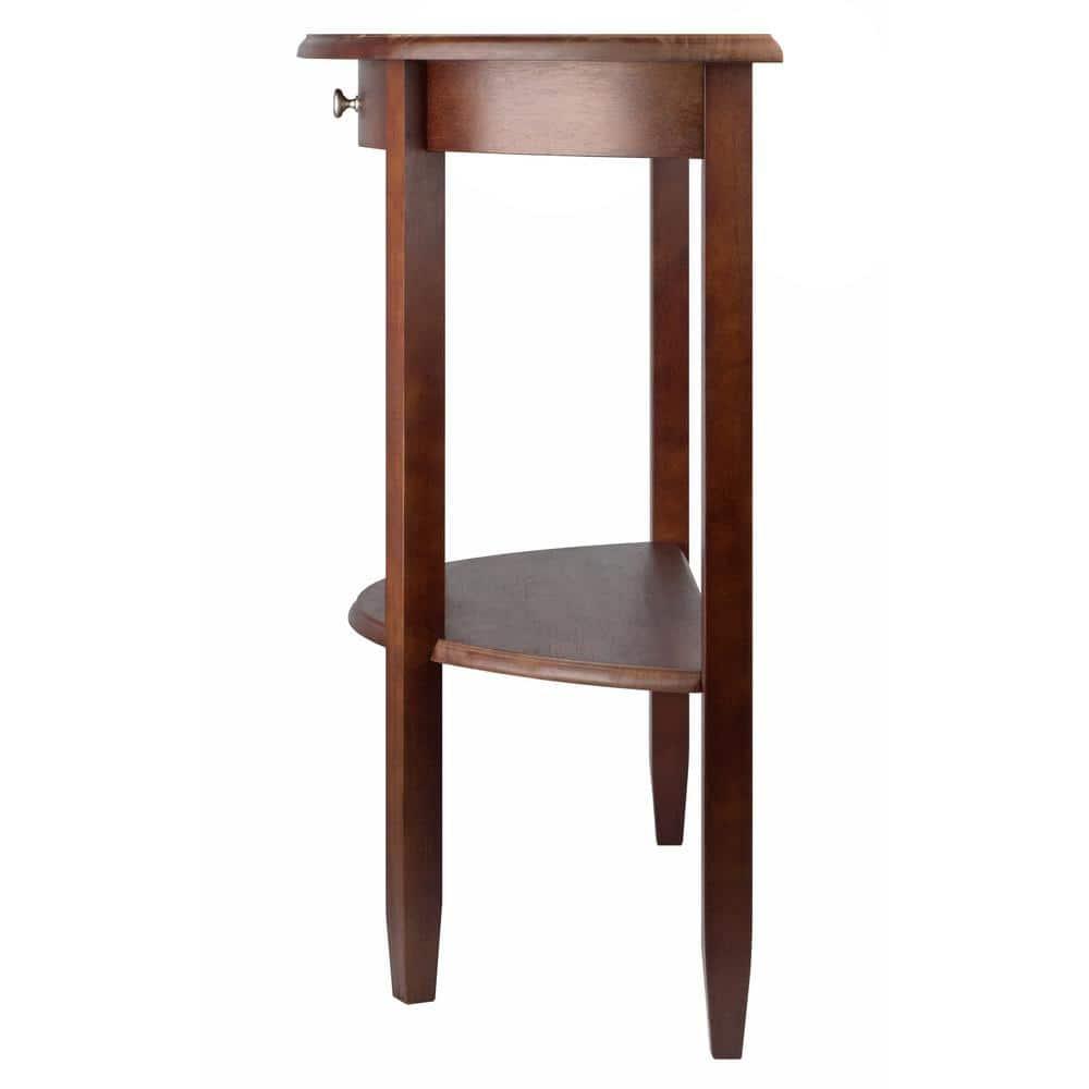 Winsome Concord Hall / Console Table, Half Moon with Drawer, Shelf - Antique Walnut: Entryway Furniture with Storage, Wood Composite
