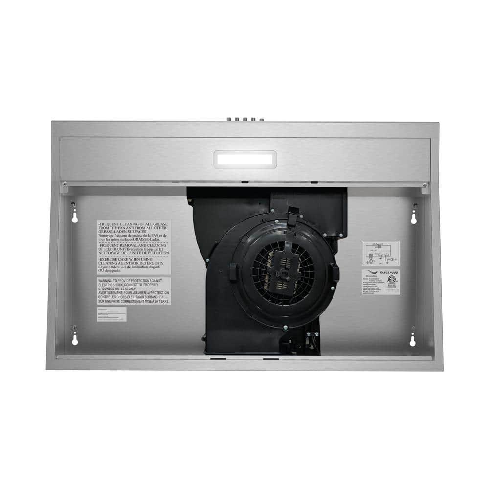 Streamline 30 In. T-3007-1-DL Savona Ductless Undermount 80 CFM Range Hood In Brushed Stainless Steel With Mesh Filters, Push Button Control, LED Light