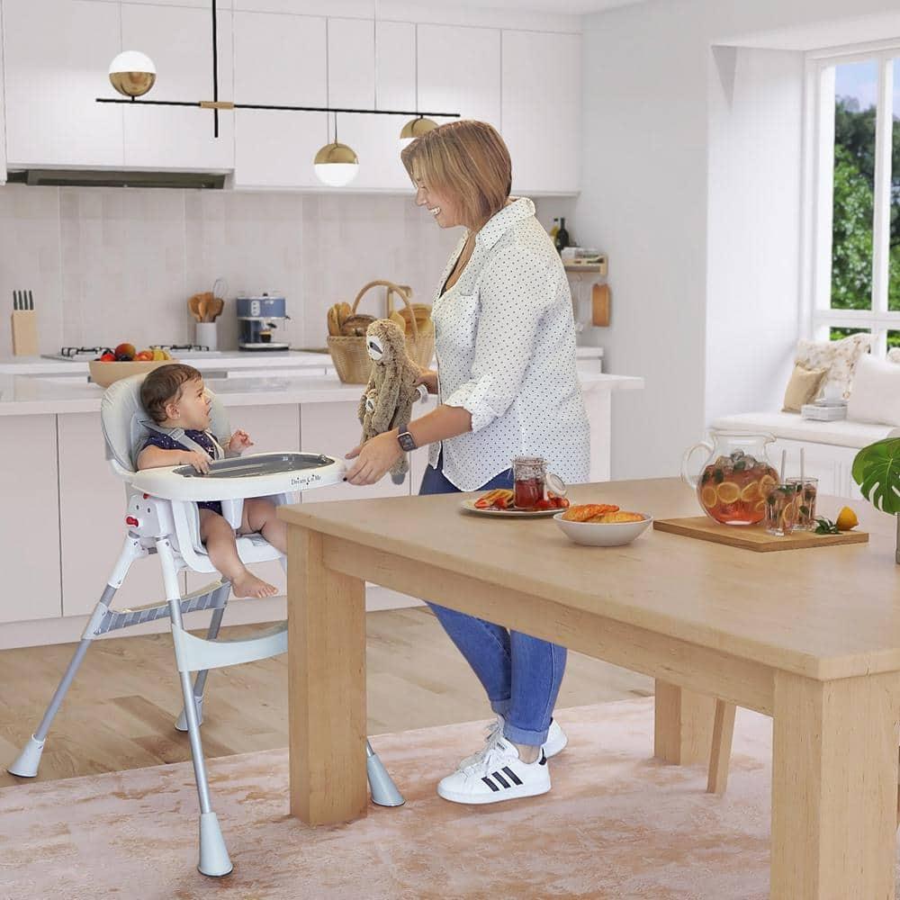Dream On Me Portable 2-In-1 Table Talk High Chair - Convertible Compact and Lightweight, Grey