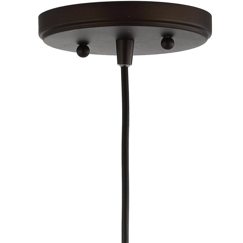 Bleecker 7.75" Metal/Glass Globe LED Pendant, White/Oil Rubbed Bronze