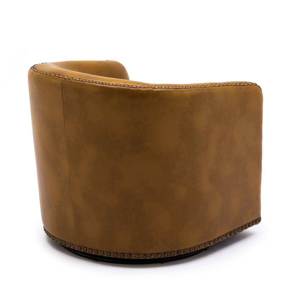 Comfort Pointe Tyler Faux Leather Solid Swivel Armchair, Camel Brown