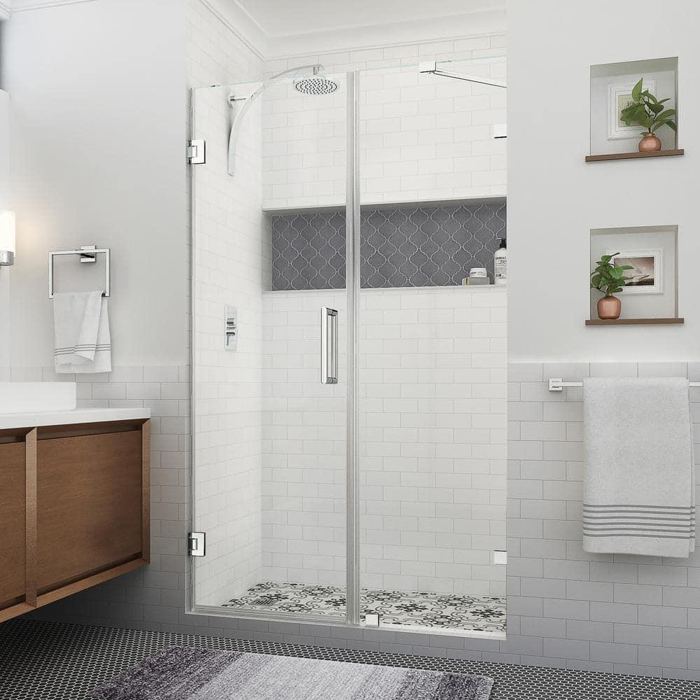 Aston SDR985EZ-CH-532980 Nautis XL 52.25 - 53.25 in. W x 80 in. H Hinged Frameless Shower Door with Clear StarCast Glass