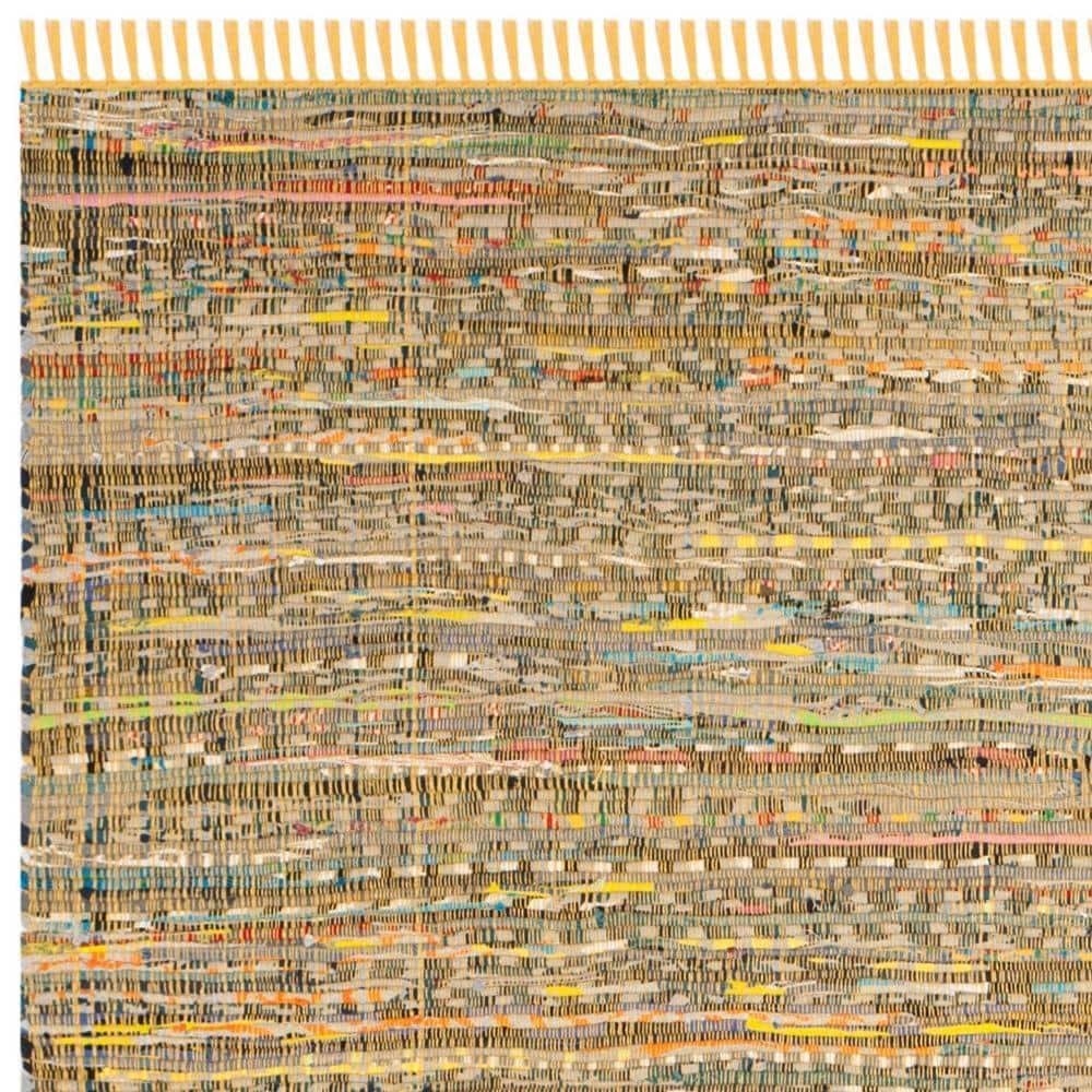 Rag Rug RAR121 Hand Woven Indoor Area Rug - 5'x8' - Yellow/Multi - Safavieh
