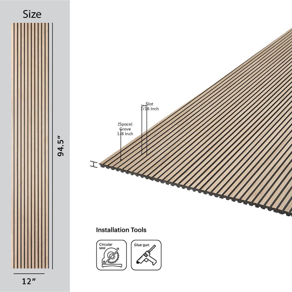 Mini Tambour Slats 94.5" L x 12" W x 0.3" D Polystyrene Glue-up Wood Slat Walls 78.8 sq.ft.