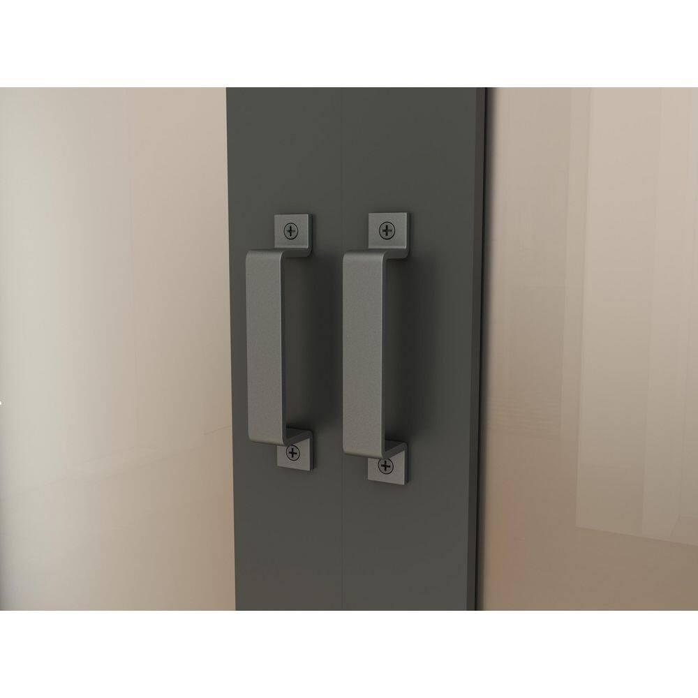 Calhome 3-Lite Tempered Frosted Glass White Finished Composite Double Sliding Barn Door with Hardware Kit Handle