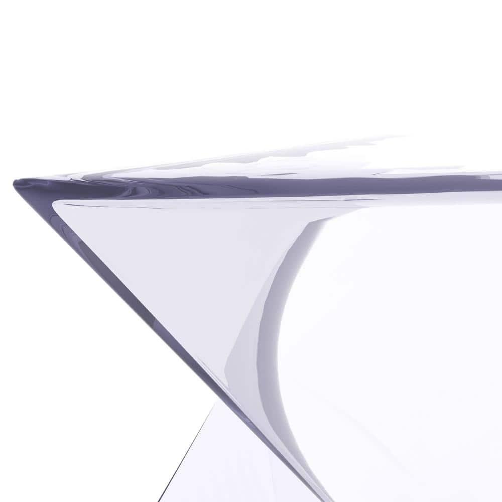 Randolph 15.75 in. Modern Triangle Accent End Table Lightweight Side Vanity Table in Clear