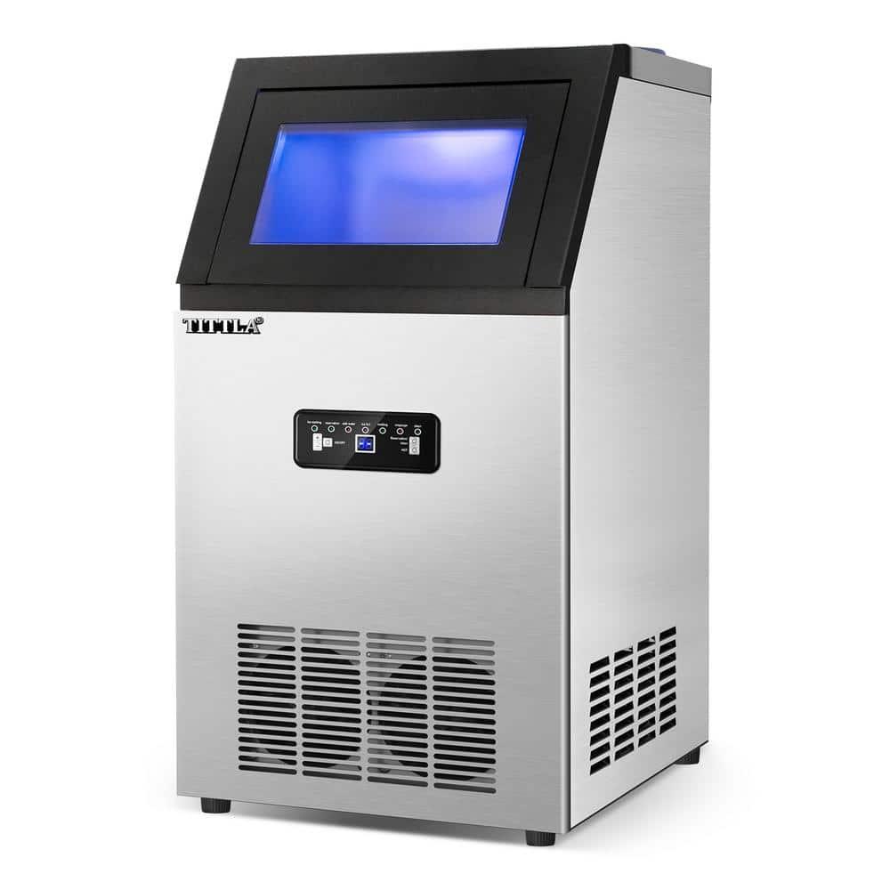 TITTLA Ice Maker Machine, Commercial Ice Machine,88Lbs/Day,Freestanding Built-In Stainless Steel Under Counter Automatic Ice Machine for Restaurant Bar Cafe