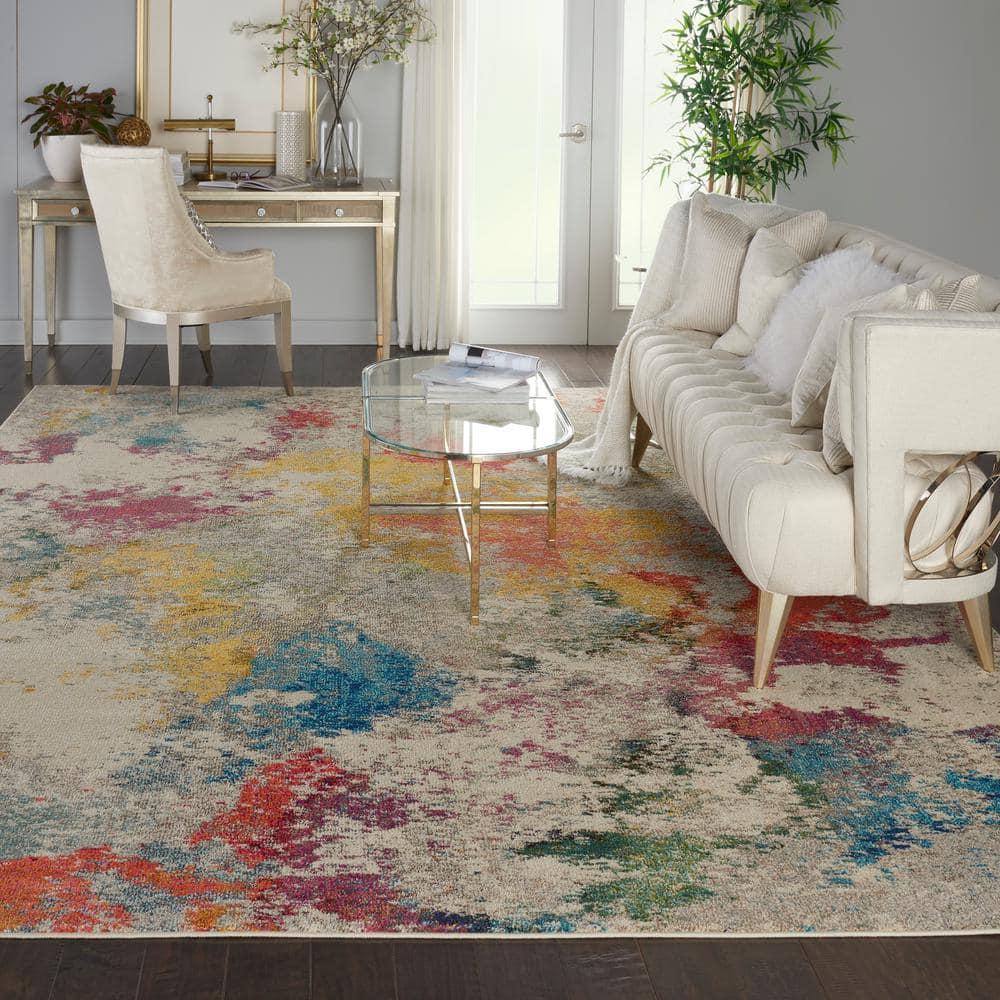 Nourison Celestial 9'X12' (9' x 12') Ivory/Multicolor Indoor Area Rug Colorful Contemporary Abstract by Nourison