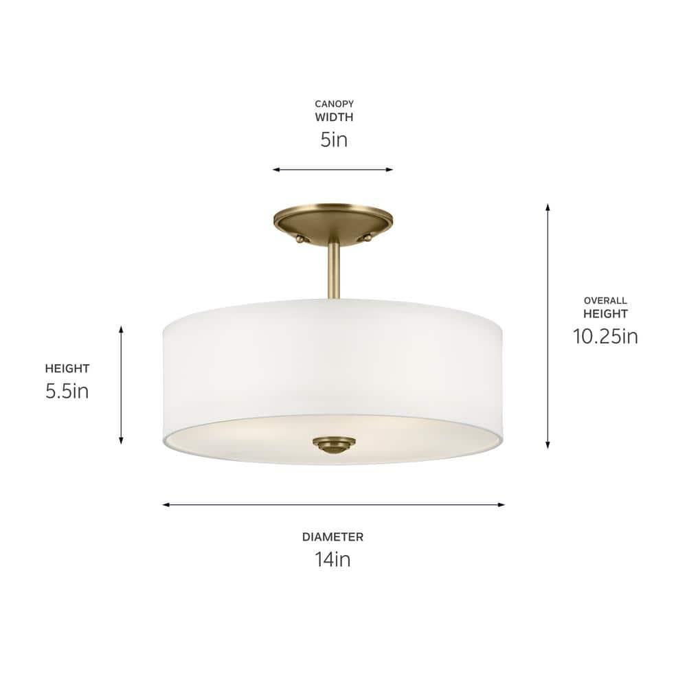 Kichler Lighting Shailene 3 - Light Semi-Flush Mount in  Natural Brass