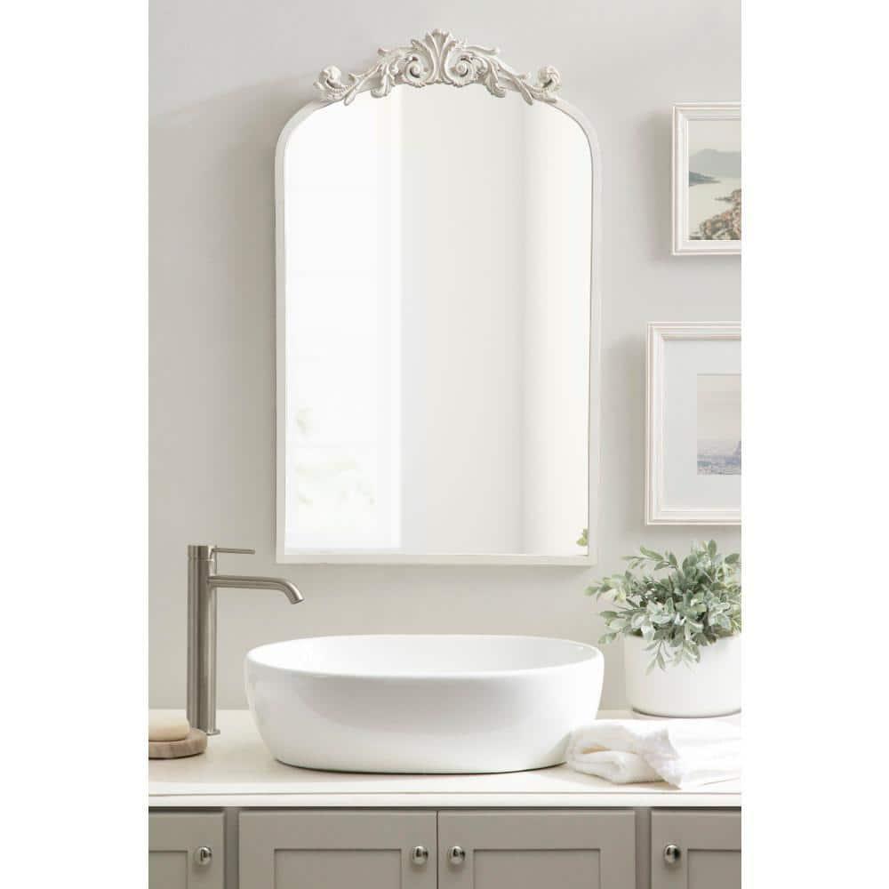 19"x31" Arendahl Traditional Arch Decorative Wall Mirror White - Kate & Laurel All Things Decor: Luxury Glam Style, No Assembly Required