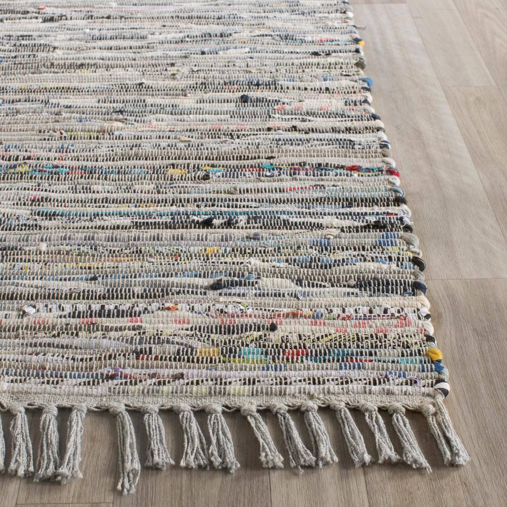 Rag Rug RAR121 Hand Woven Indoor Area Rug - 6'x9' - Grey - Safavieh