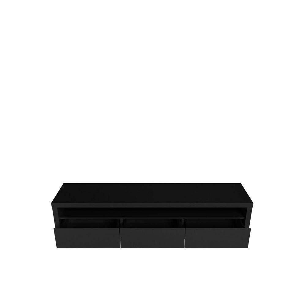 Sylvan TV Stand for TVs up to 60" Black - Manhattan Comfort: Modern Media Console with Cable Management & Storage